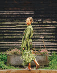 Long Cotton Robe: Khaki Green Eye