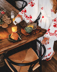 Long Cotton Robe: White with Hearts