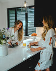 Organic Kimono in White with Cheetah: Short