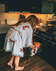 Organic Kimono in White with Cheetah: Short