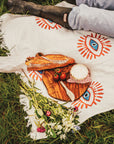 White with Orange & Blue Eye Organic Cotton Peshtemal Towel