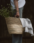 Lattice Detail Handmade Moroccan Straw Basket