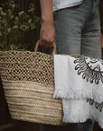 Lattice Detail Handmade Moroccan Straw Basket