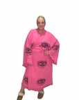 Long Cotton Robe: Pink Eye