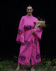 Long Cotton Robe: Pink Eye