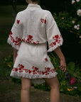 Organic Kimono in White with Hearts: Short
