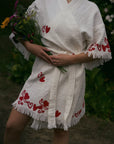 Organic Kimono in White with Hearts: Short