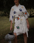Organic Kimono in White with Mini Eye: Short