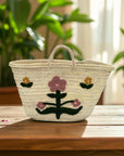 Handwoven Summer Bloom Straw Shopper