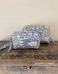 Set of 2 Meadow Mist l Hand Block Printed Quilted Makeup & Travel Pouches