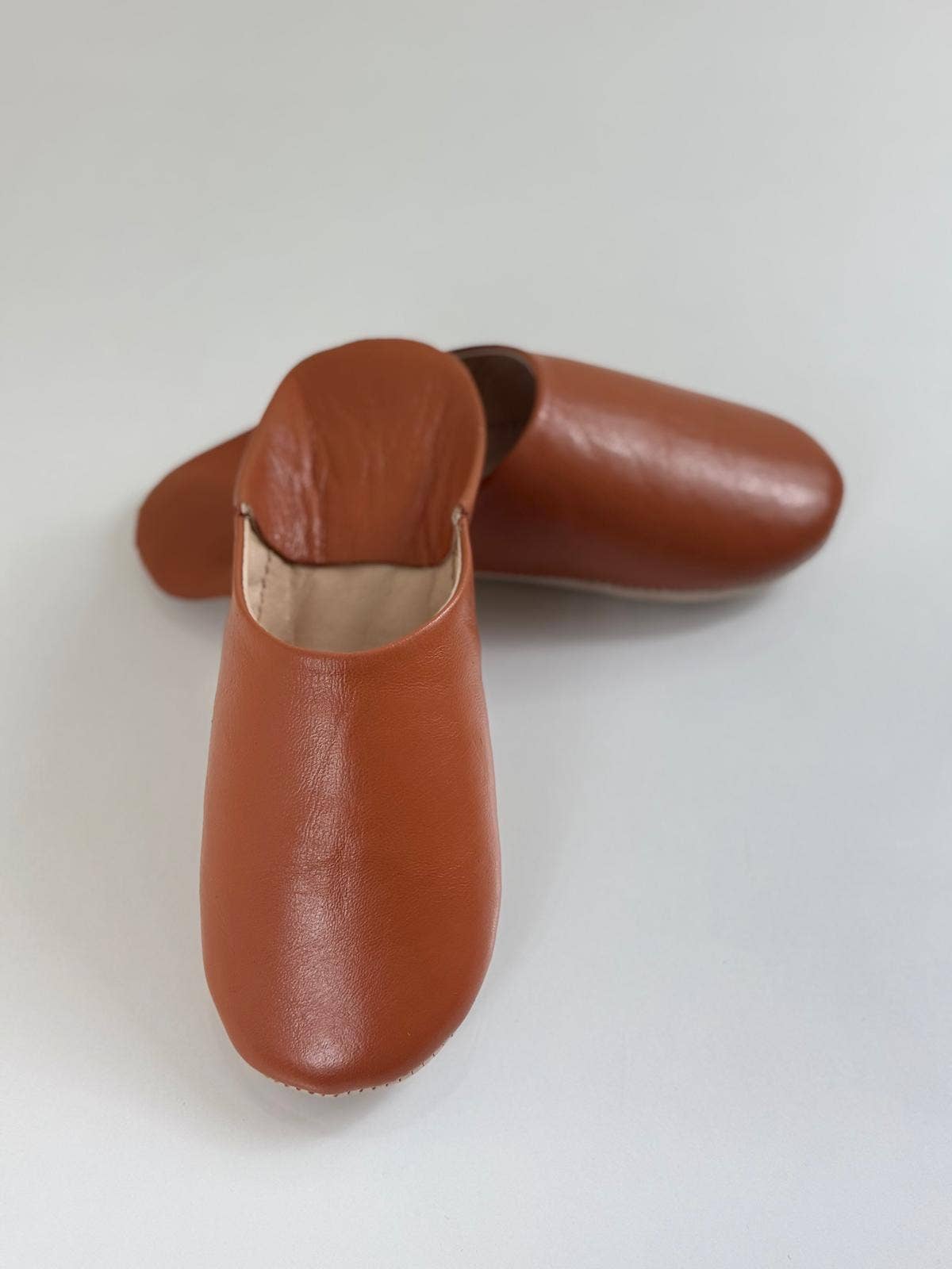Handmade Moroccan Leather Babouche Slippers | Tan