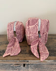 Set of 2 Blushing Shell Hand Block Printed Quilted Makeup & Travel Pouches