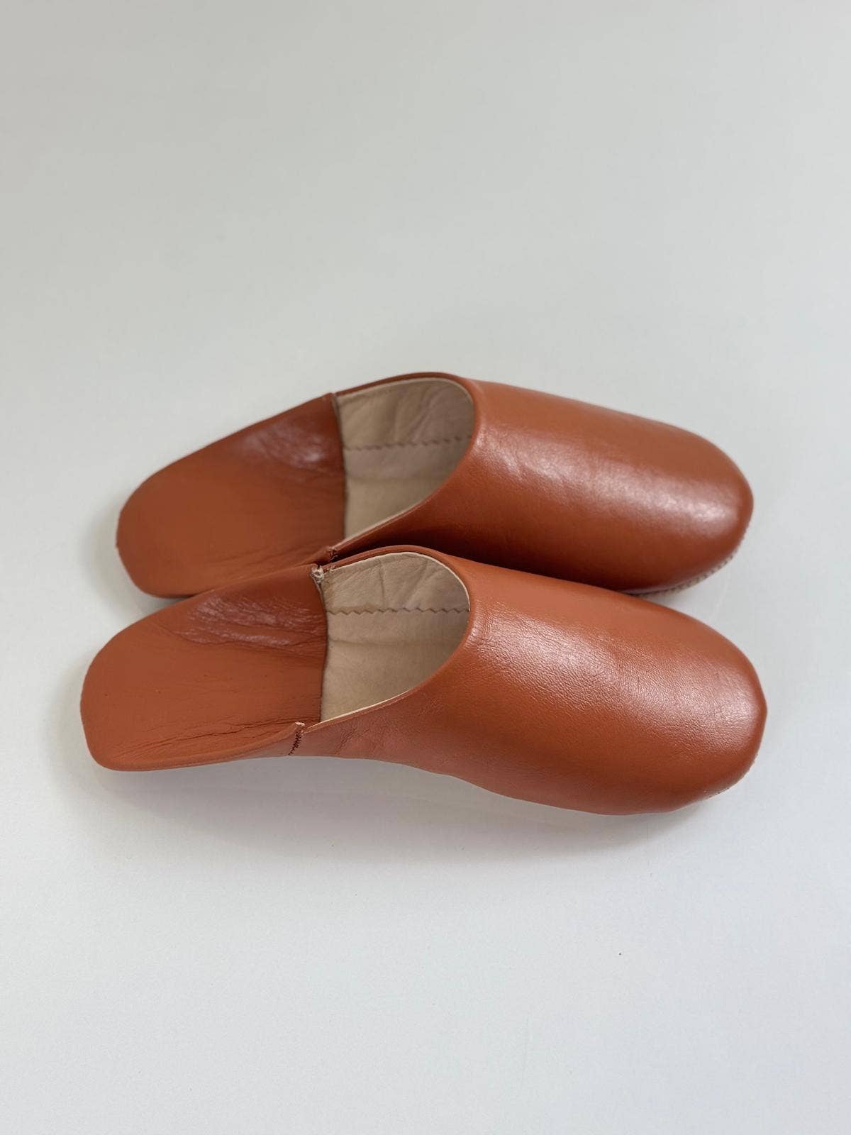 Handmade Moroccan Leather Babouche Slippers | Tan