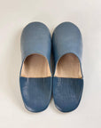 Handmade Moroccan Leather Babouche Slippers | Petrol Grey