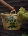 Handwoven Blue Meadow Straw Shopper