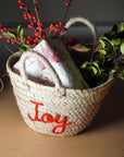 Handmade Christmas Mini Straw 'joy' Basket