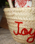 Handmade Christmas Mini Straw 'joy' Basket