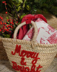 Handmade Christmas Mini Straw 'merry & bright' Basket