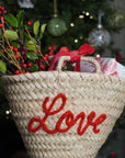 Handmade Christmas Mini Straw 'love' Basket