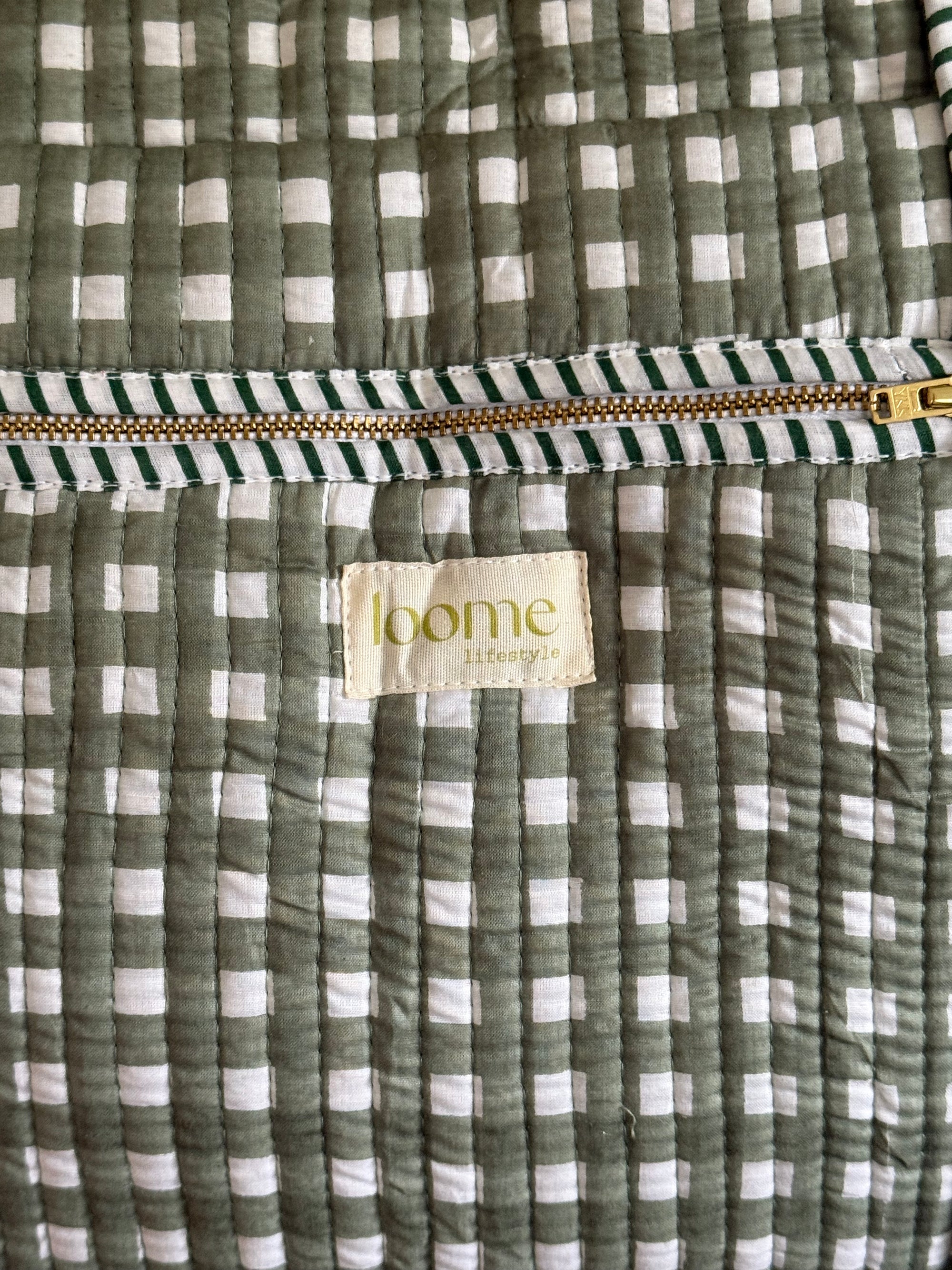 Quilted Weekender Bag - Green Check