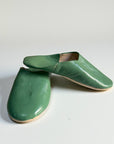 Handmade Moroccan Leather Babouche Slippers | Matcha Green