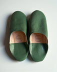 Handmade Moroccan Leather Babouche Slippers | Matcha Green
