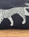 Long Cotton Robe: Black with Cheetah