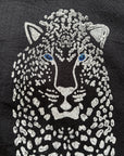 Long Cotton Robe: Black with Cheetah