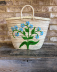 Handwoven Blue Meadow Straw Shopper