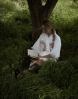 Organic Kimono in White with Sun: Short