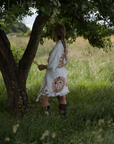 Organic Kimono in White with Sun: Short
