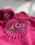 Long Cotton Robe: Pink Eye