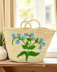 Handwoven Blue Meadow Straw Shopper