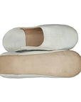 Handmade Moroccan Leather Babouche Slippers | White