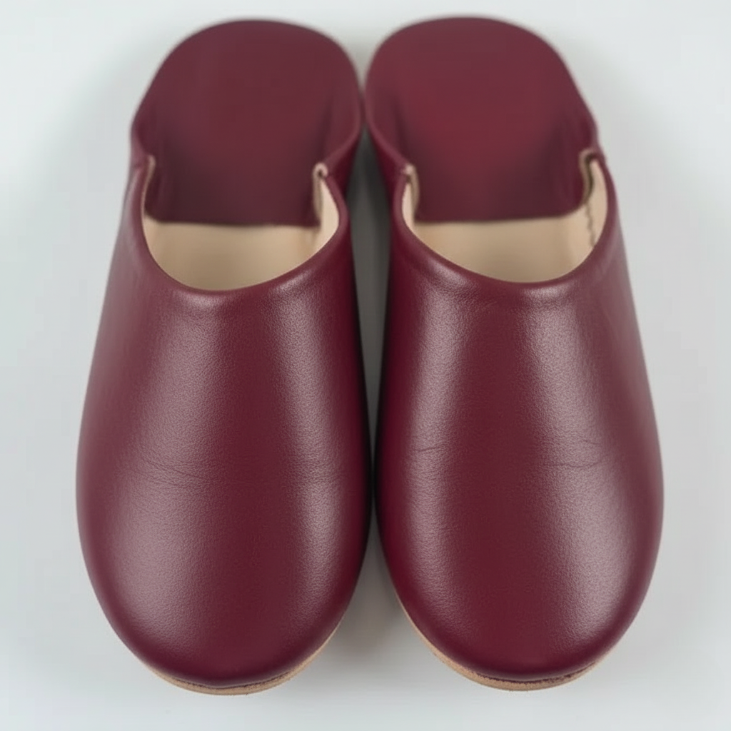 Handmade Moroccan Leather Babouche Slippers | Merlot