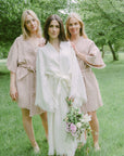 The Bridal Dusky Rose Cloud Organic Cotton Robe: Short